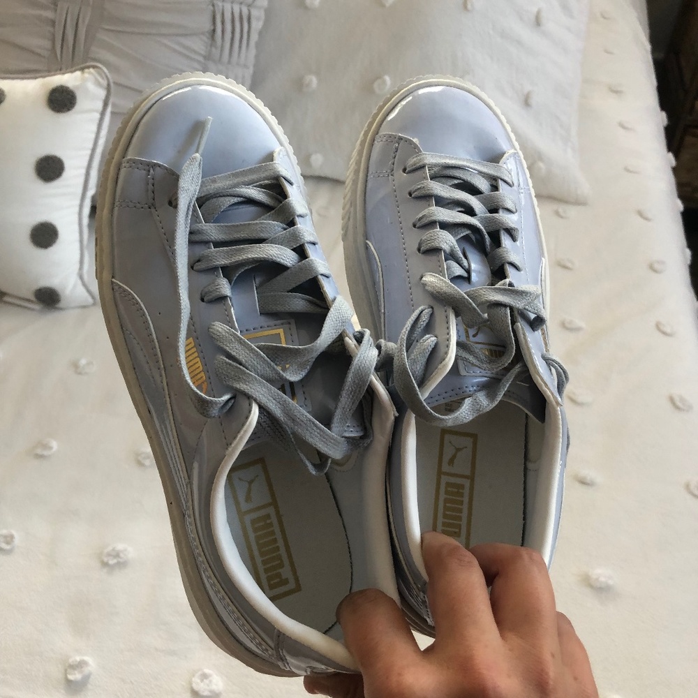 Light Blue Puma Basket Sneakers